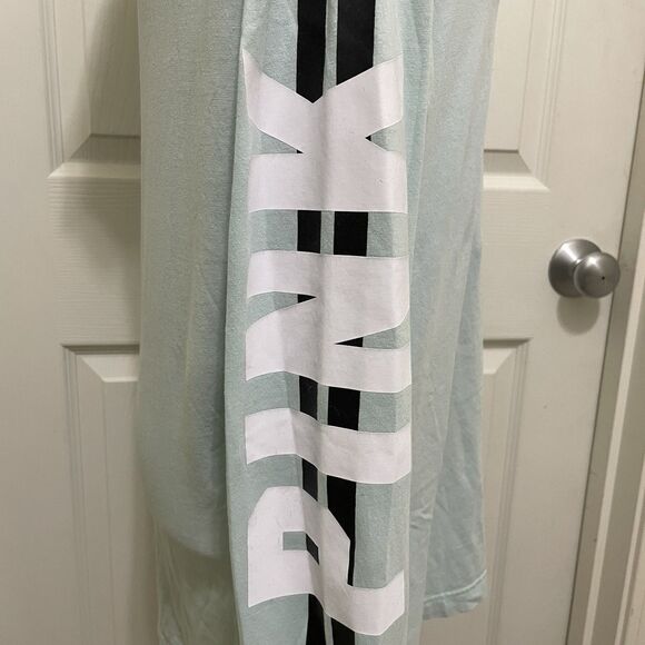 Victoria's Secret PINK Lightweight  Hoodie T Shirt Blue Dog Logo Women's Small S - Picture 3 of 9